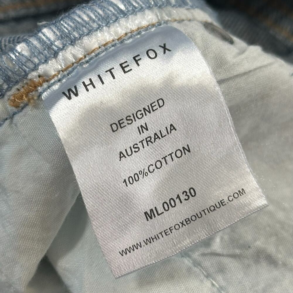 White Fox Women's Take My Time High Rise Straight Leg Jeans Washed Blue Size M - Picture 9 of 9